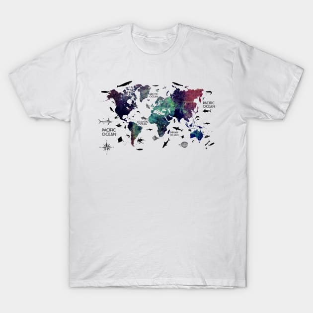 world map with text T-Shirt by JBJart